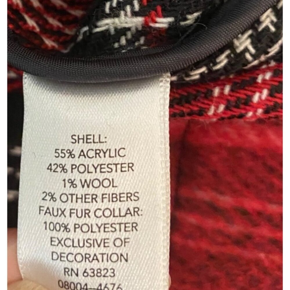 CJ Banks Red & Black Plaid Sherpa Collar Jacket 2X - Picture 4 of 10